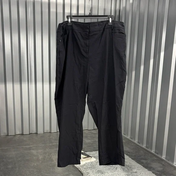 Lane Bryant Petite Black Dress Pants Button Accent Stretch 24P Rayon Nylon Blend - Picture 1 of 16